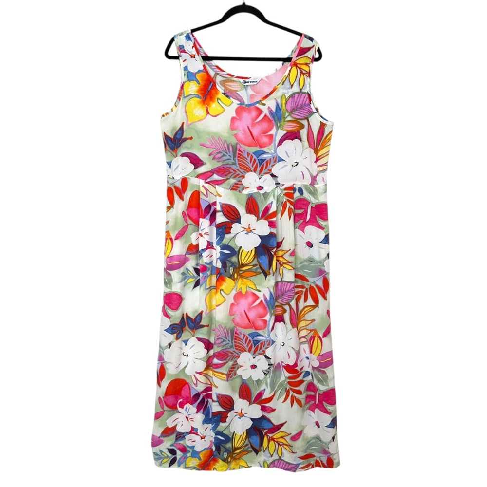 JAMS WORLD Vintage Hawaiian Floral Midi Dress – Luau Celadon‎ Size Medium